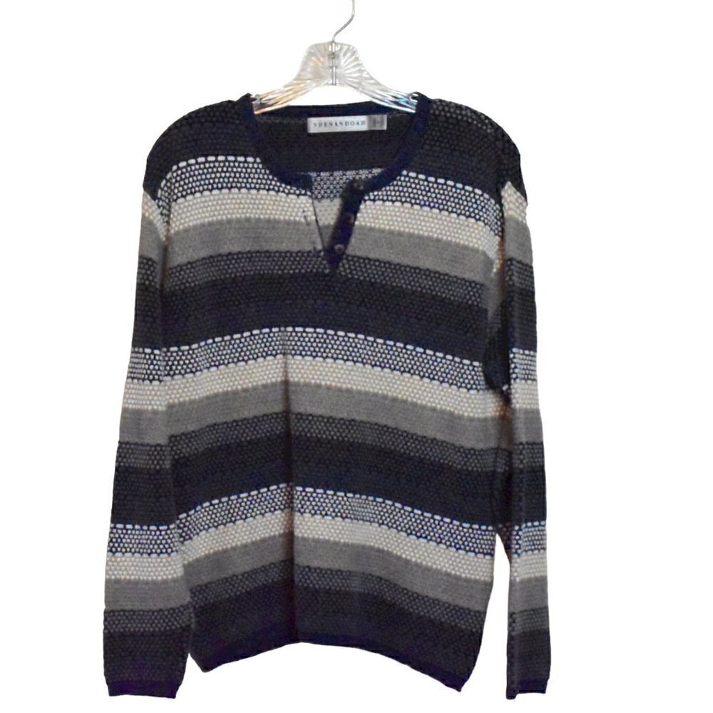 Shenandoah Vintage Henley Striped Knit Pullover Sweater Top Ladies Size S